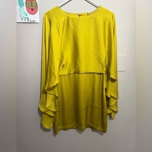 Chic Yellow Ruffle Sleeve Mini Dress